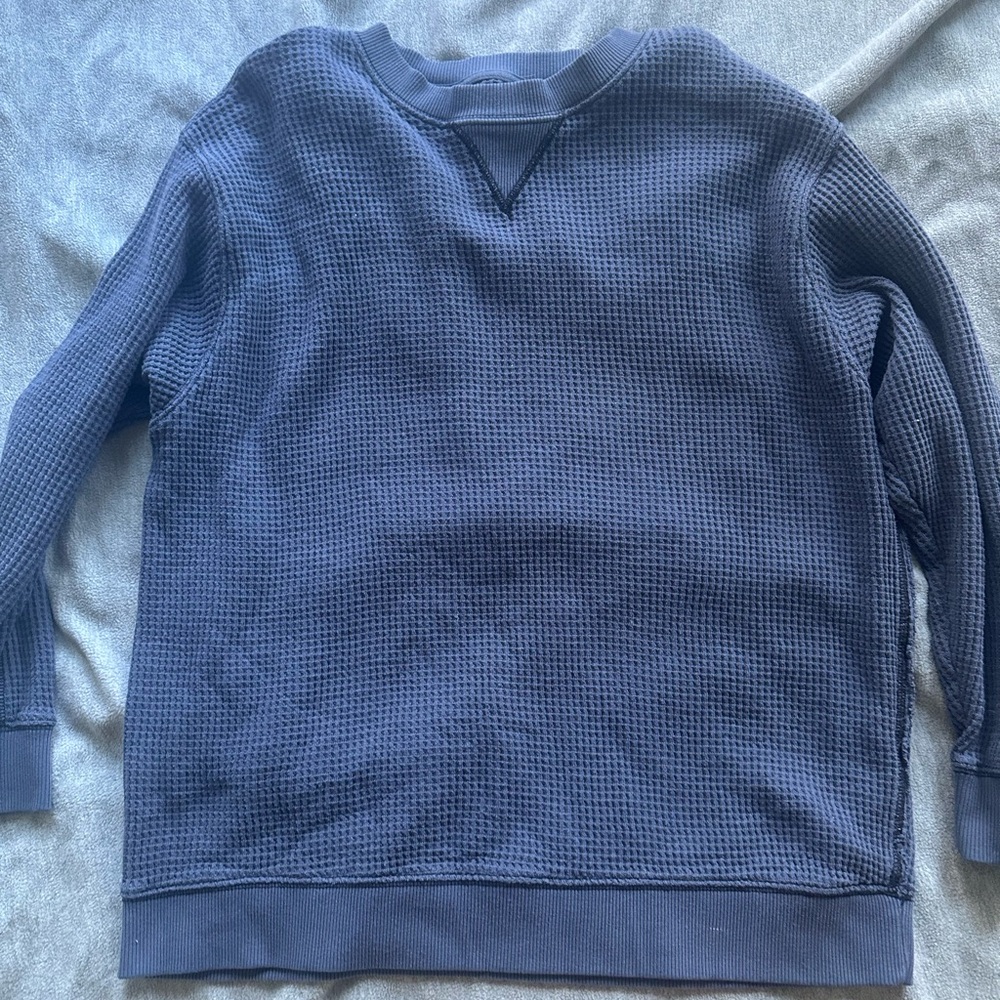 Men's Blue Waffle Knit Sweater